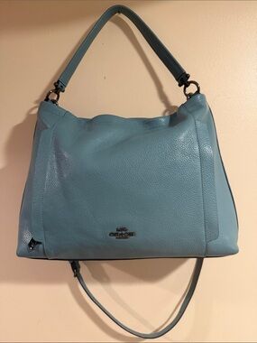 Coach Pebbled Leather Shoulder Bag in Seafoam